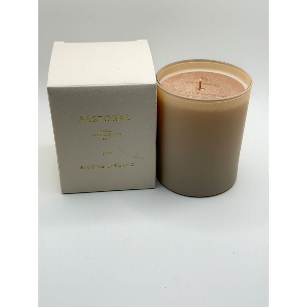 Pastoral Basil Warm Jasmine Bay Candle 6.5 Oz By Simone LeBlanc Hand-Poured In L